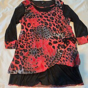 Kaktus Flowy Flirty  Animal Print with Gold Top Sz M